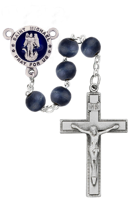 8MM BLUE ST MICHAEL ROSARY BOX