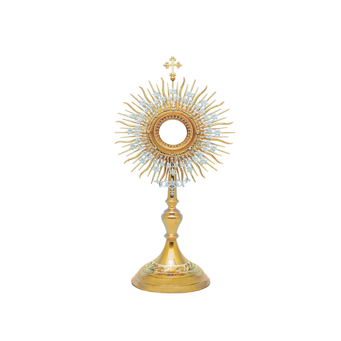 Monstrance in Gold and Silver Finish with Clear Stones