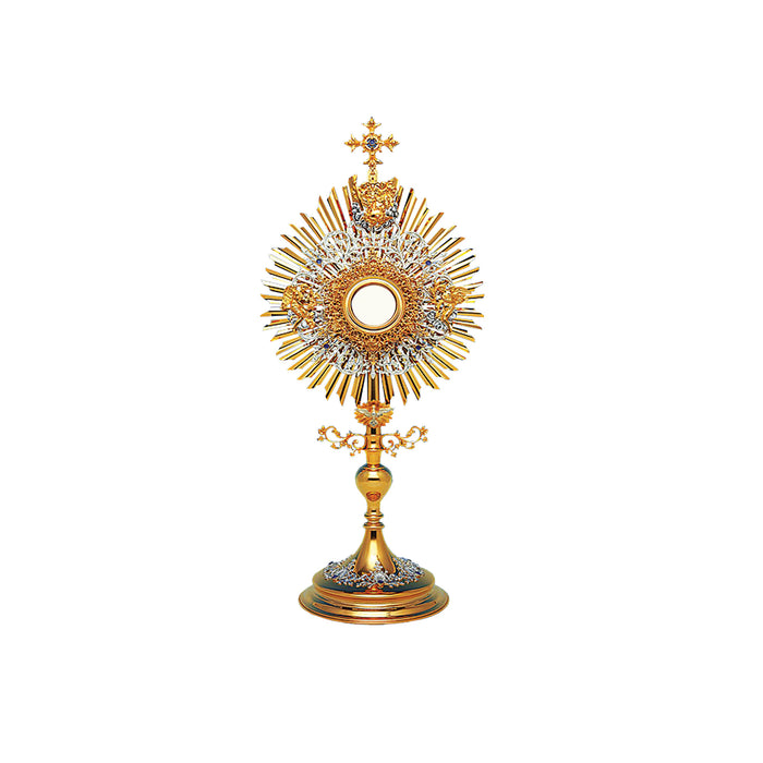 Gold and Silver Plated Monstrance with Holy Trinity Symbols