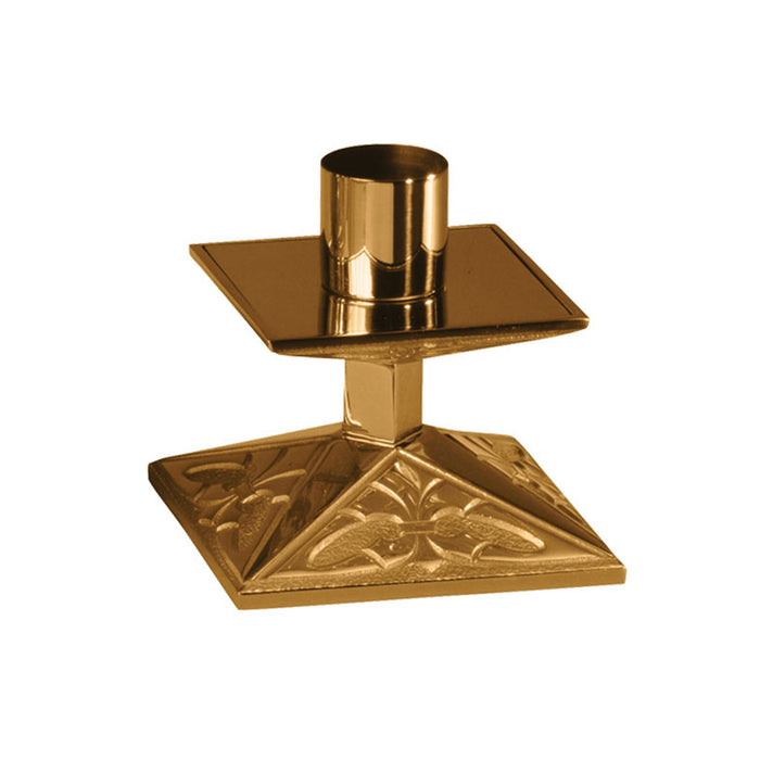 Altar Candlestick with Ornate Square Base