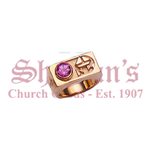 Bishop's Ring With Round Amethyst
