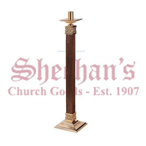 Fixed - Processional Paschal Candlestick with Wood and Bronze Finish