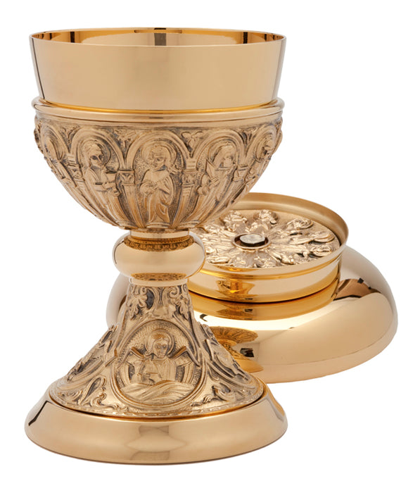 Gold Plated Ciborium with Apostles & Evangelist Symbols