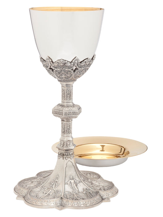 Silver Plated Gothic Chalice and Well Paten