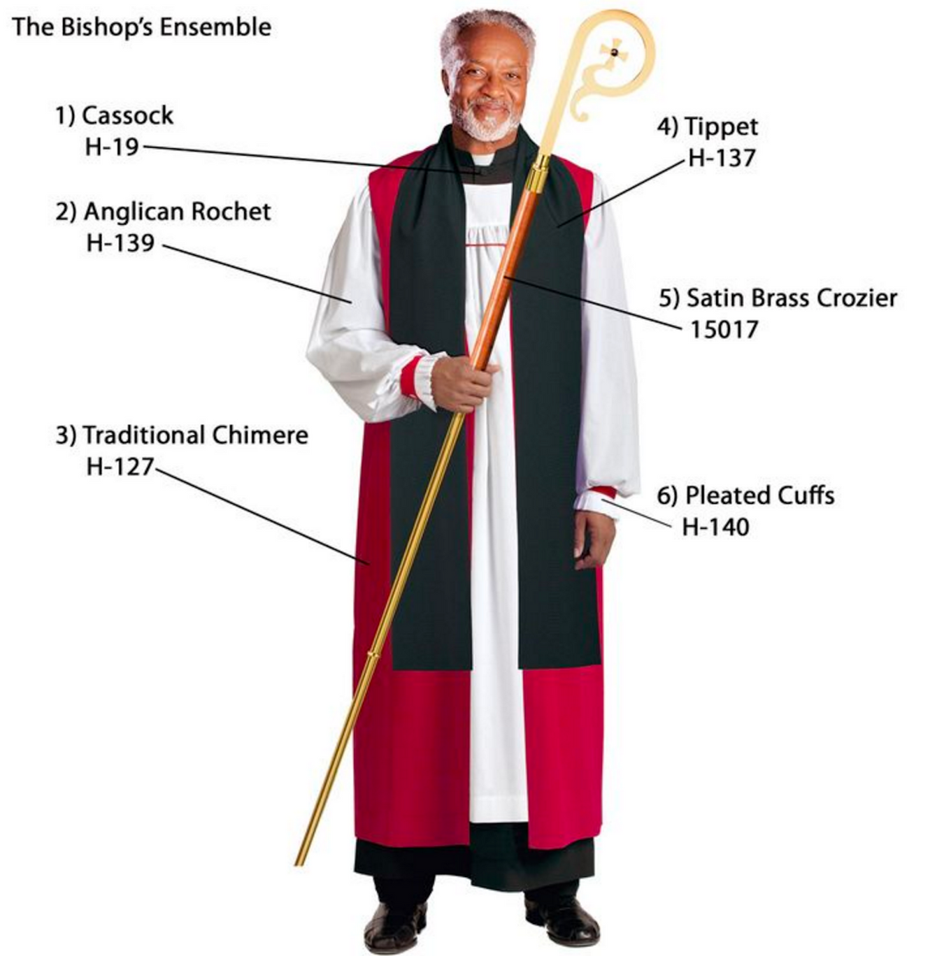 A bishop showing varies attire pieces that are worn. 