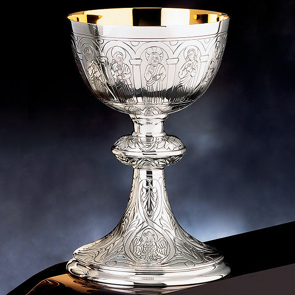 Sterling Silver Ciboria with Hand Engraved Apostles & Evangelists