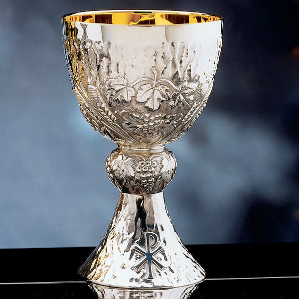 Sterling Silver Chalice with Wheat & Grape Ornamentation