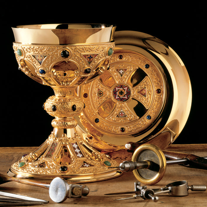 "St. Remy" Chalice & Paten With Genuine Gemstones
