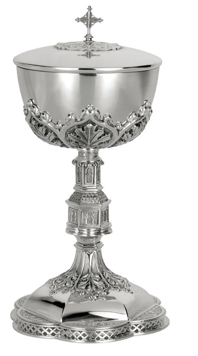 Silver Gothic Ciborium With Open Filigree On Base