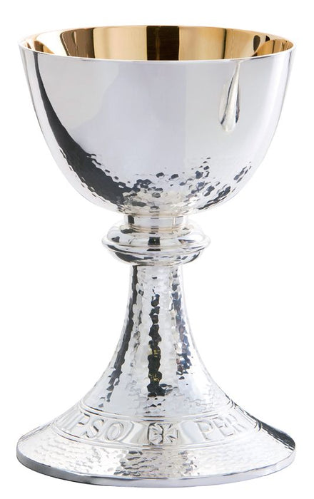 Silver-Plated Open Ciboria with Hand Chiseled Inscription