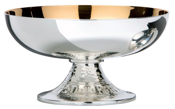 Silver-Plated Chalice and Paten with Hand Chiseled Inscription