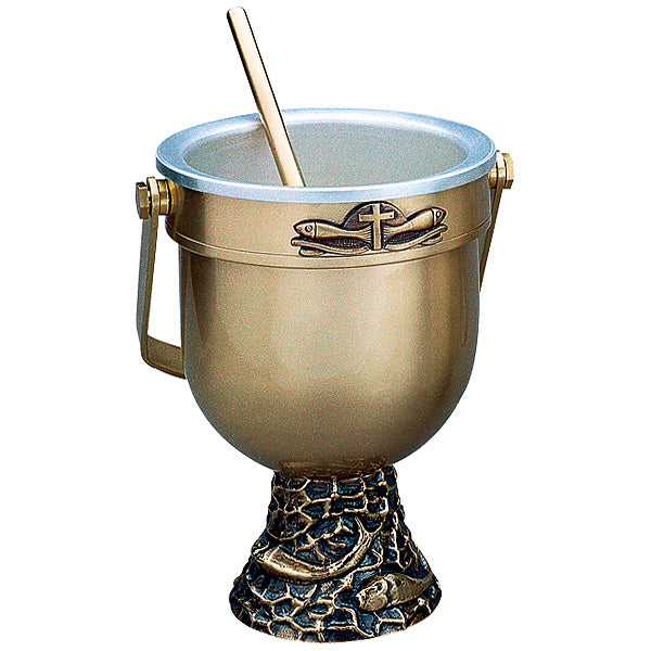 Holy Water Bucket & Sprinkler with Fish Design