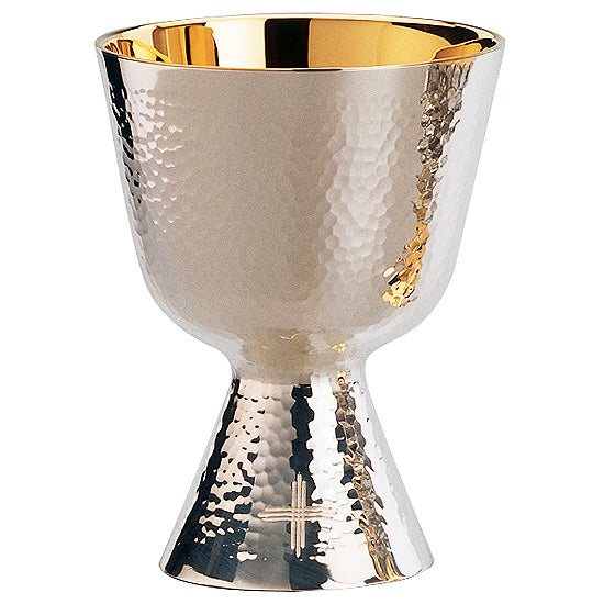 Chalice & Bowl Paten with Hand Hammered Silver Finish