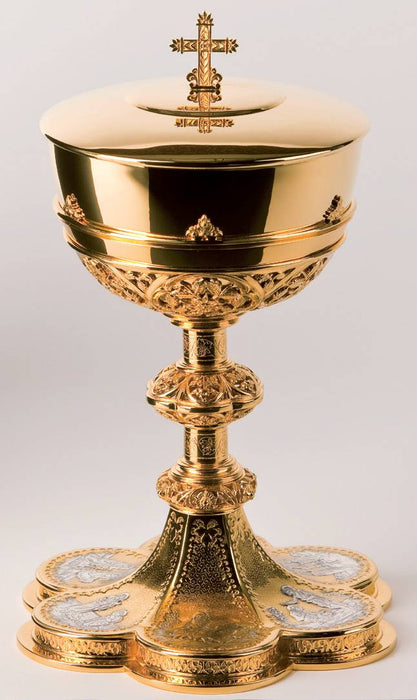 Life of Christ Designed Ciborium, Chalice & Paten