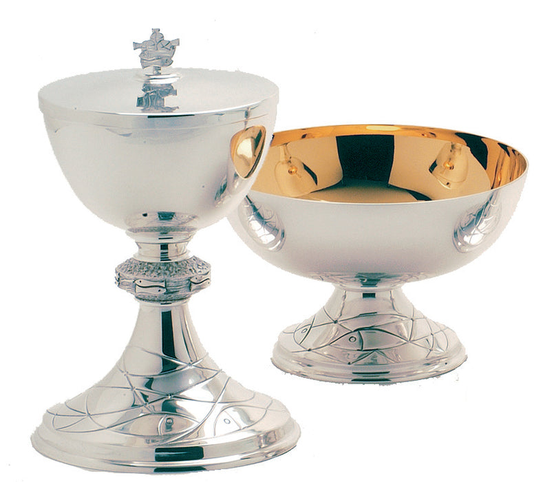 Ciboria with Hand Chased Fish Design