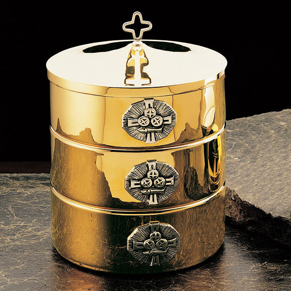 Stacking Ciboria With Intricate Cross Design - 3 Piece Set
