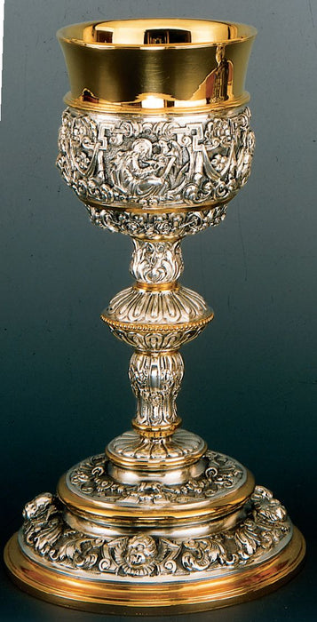 Baroque Ornamented Two-Tone Chalice and Ciborium