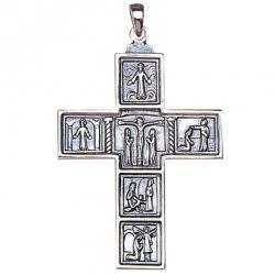 Sterling Silver Pectoral Cross With Scenes of Christ's Life