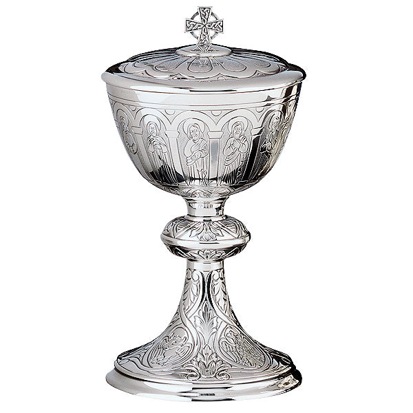 Sterling Silver Ciboria with Hand Engraved Apostles & Evangelists