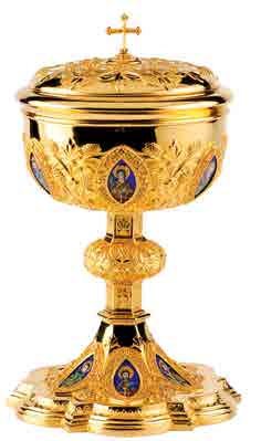 Twelve Apostles Chalice Scale Paten With Fire Enameled Medallions