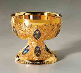 Twelve Apostles Chalice Scale Paten With Fire Enameled Medallions