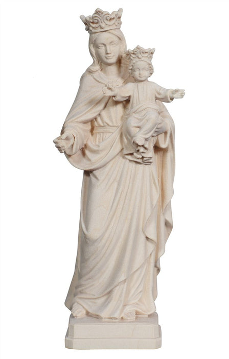 Madonna With Child And Crown Wood Carve Statue