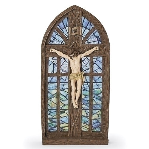 Crucifix in Arch Stained-Glass window