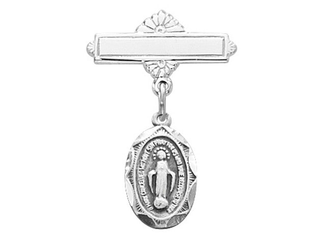 Baby Miraculous Medal with Bar Pin