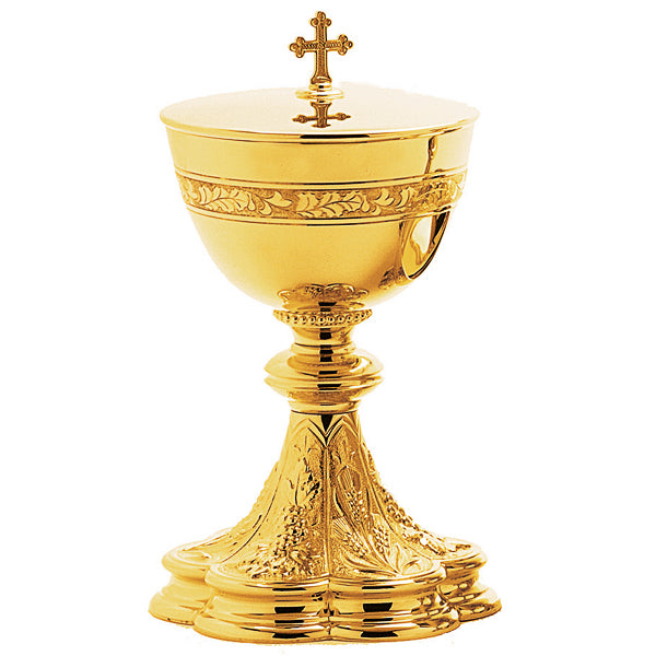 Chalice & Scale Paten With Deep Relief Grape & Wheat Design