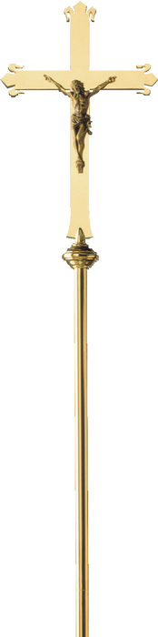 Modern Brass finish Processional Crucifix