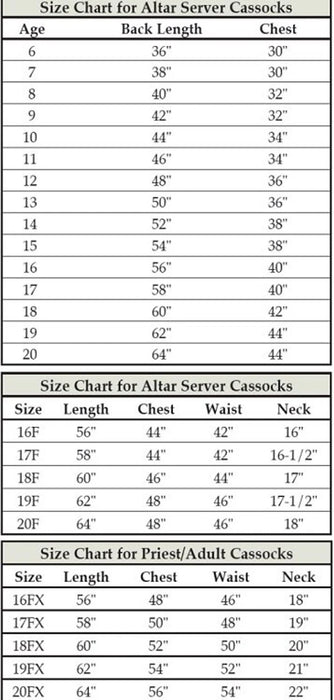R. J. TOOMEY CO Altar Server Cassocks