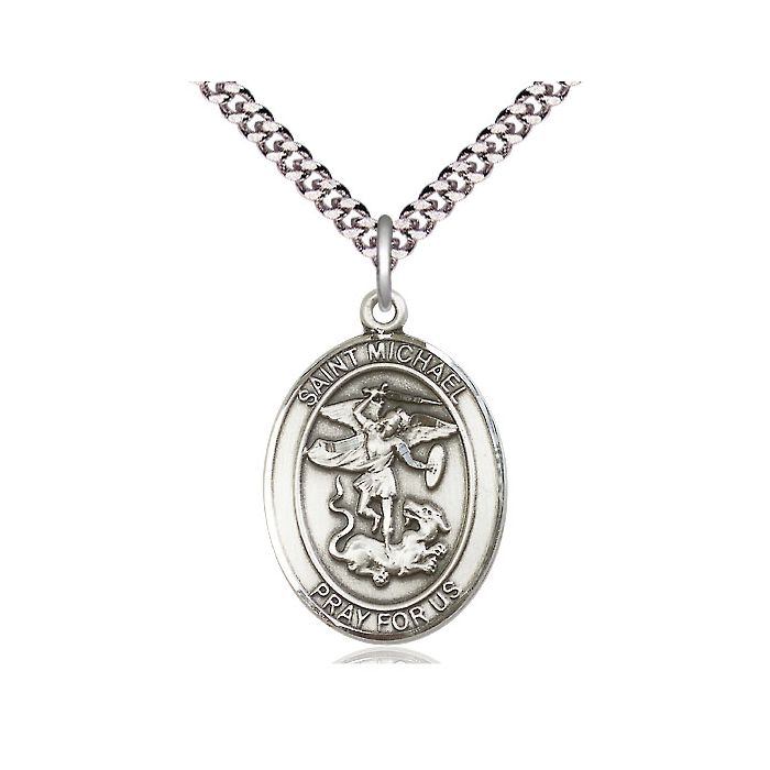 Sterling Silver St. Michael the Archangel Large Pendant