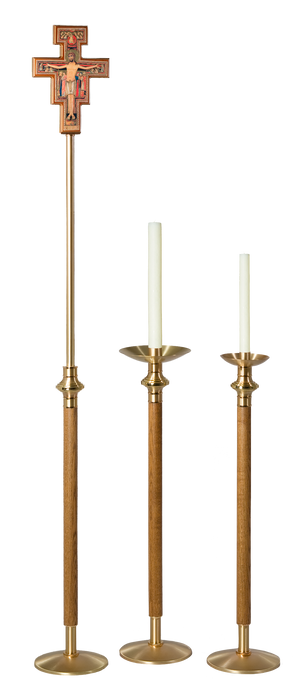 Medium Oak Wood Stain Processional Candlesticks