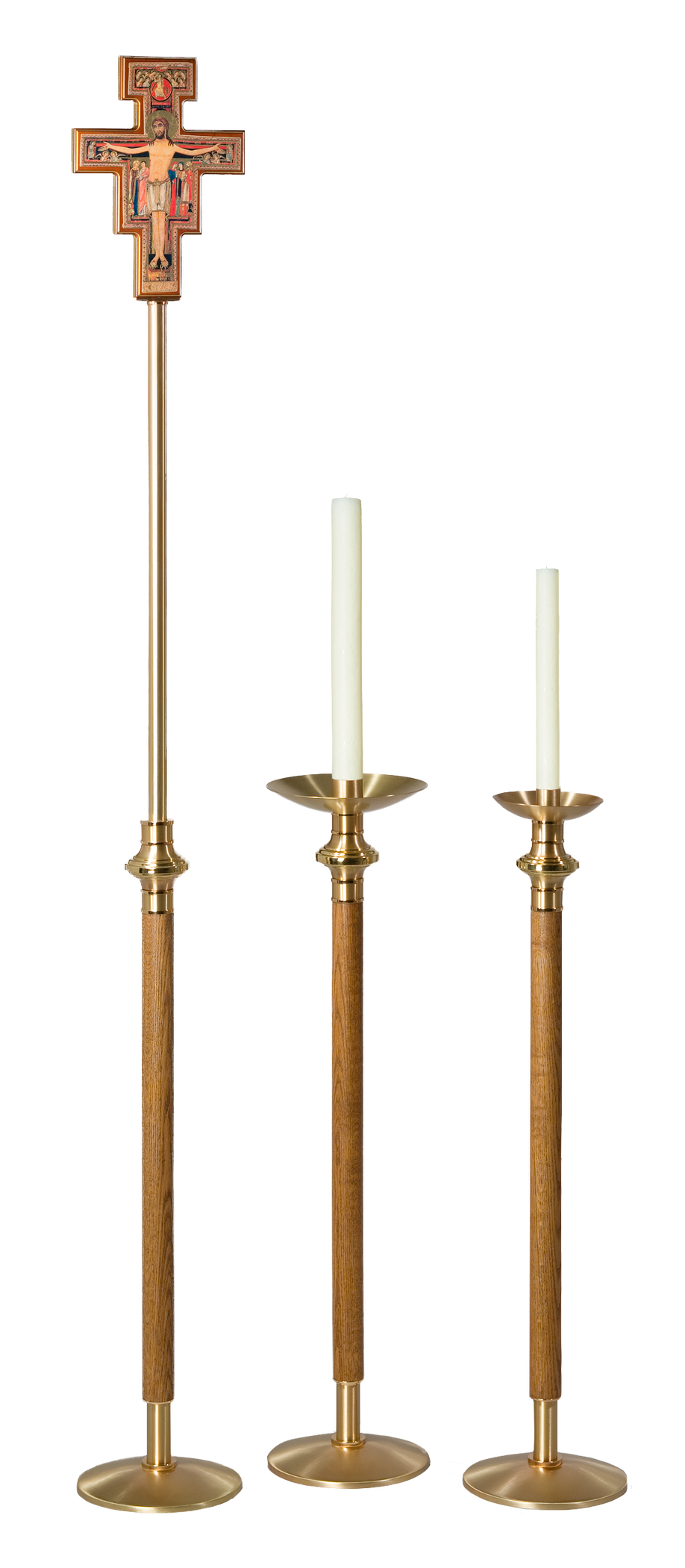 Medium Oak Wood Stain Processional Candlesticks — Matthew F. Sheehan