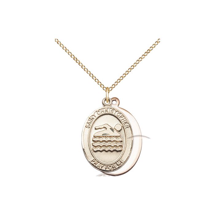 St. Christopher-Swimming Medium Pendant
