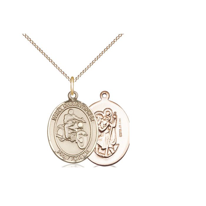 St. Christopher-Motorcycle Medium Pendant