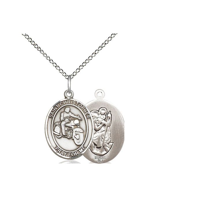 St. Christopher-Motorcycle Medium Pendant
