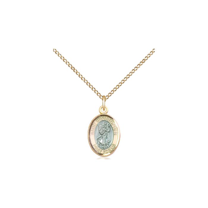 St. Christopher Small Pendant With Blue Epoxy
