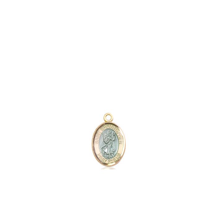 St. Christopher Small Pendant With Blue Epoxy