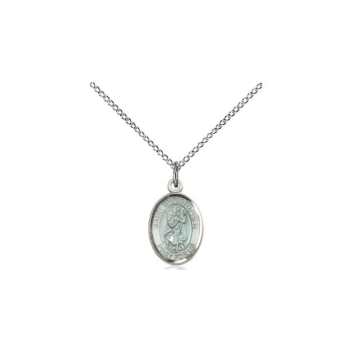 St. Christopher Small Pendant With Blue Epoxy