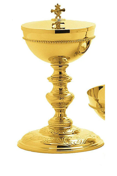 Hand Chiseled Chalice & Scale Paten With Rich Ornamentation