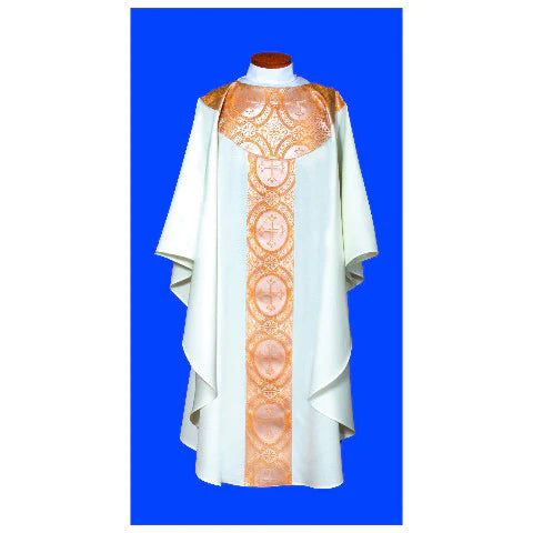 Concelebrant Chasuble with Gold and White Satin Brocade