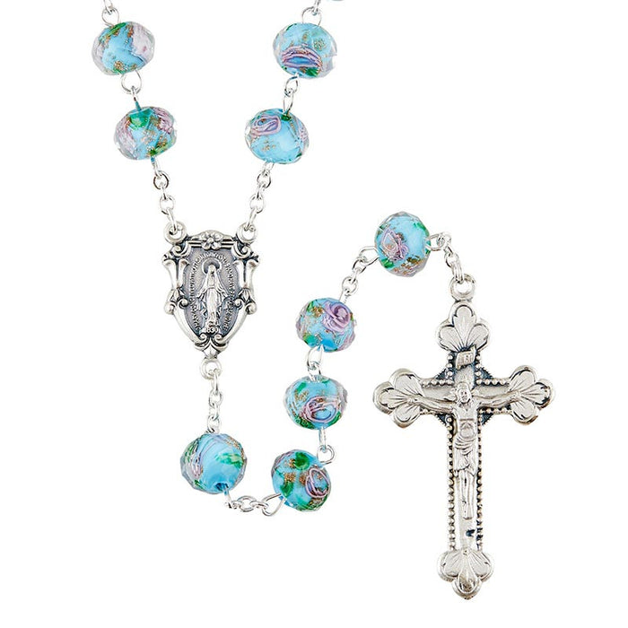 Hand Painted Murano Glass Rosary Beads
