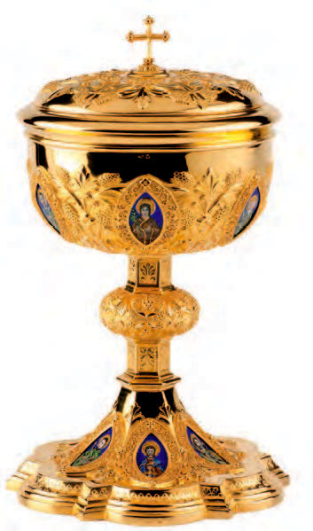 "The Apostles" Ciborium, Chalice & Paten and Open Ciborium
