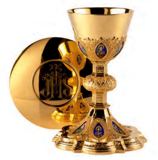 "The Apostles" Ciborium, Chalice & Paten and Open Ciborium