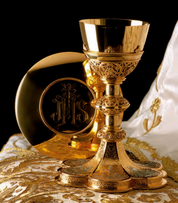 Life of Christ Designed Ciborium, Chalice & Paten