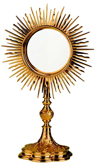 Gothic Gold-Plated Monstrance With Silver Accent & Wheat Design