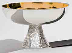 Celtic Design Chalice With Four Evangelists and Dish Paten
