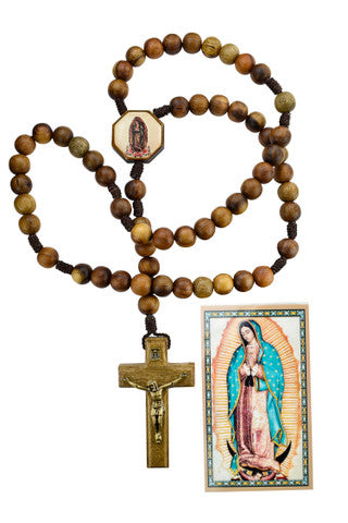10MM WOOD GUADALUPE ROSARY