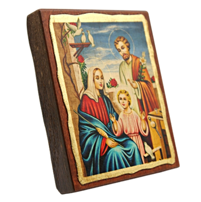 Holy Family with aged wood edges